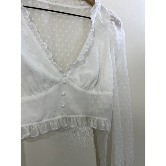 Coquette Victorian Milkmaid Y2K Romance Crop Top L Fairy Whimsical Dainty Ballet - Picture 4 of 16